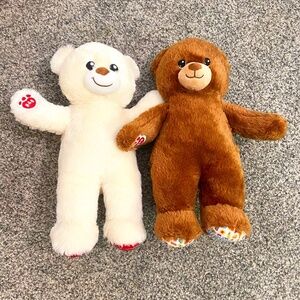 Build a Bear 2 Plush bundle Brown birthday bear and white bear stuffed animals